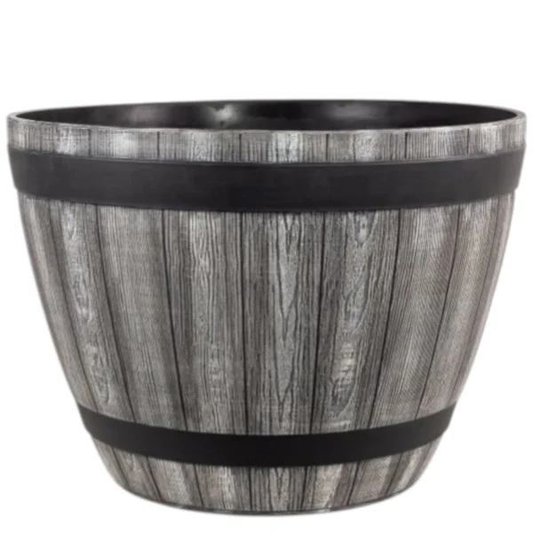 XXL Rustic Wood Effect Barrel Planter - Image 3